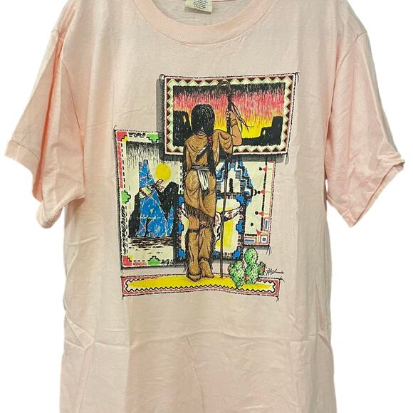 Vintage 90s Native and Coyote in Desert Single Stitch Shirt Adult Large - Picture 1 of 3